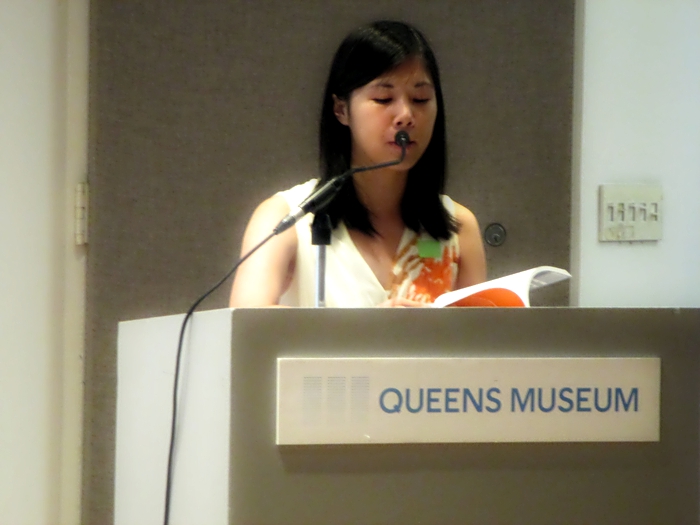 me reading at the Queens Museum