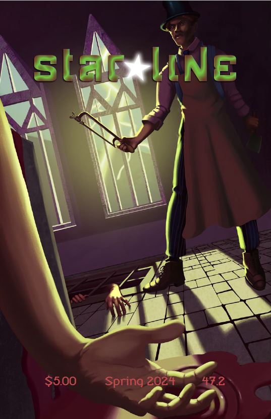 Cover of Star*Line 47.2 showing a menacing figure brandishing a saw