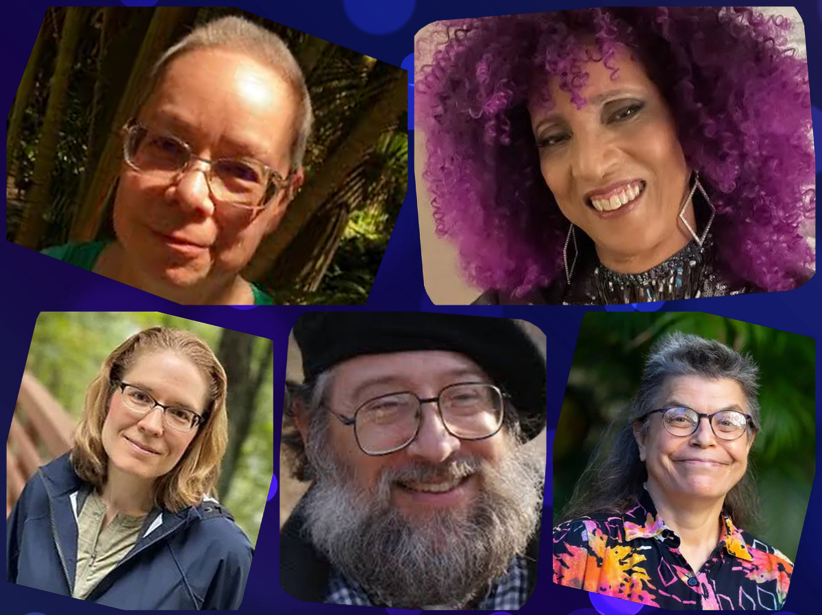 A collage of the five poets quoted in the text. They are Mary Soon Lee, Linda Addison, Beth Cato, David C. Kopaska-Merkel and F. J. Bergmann